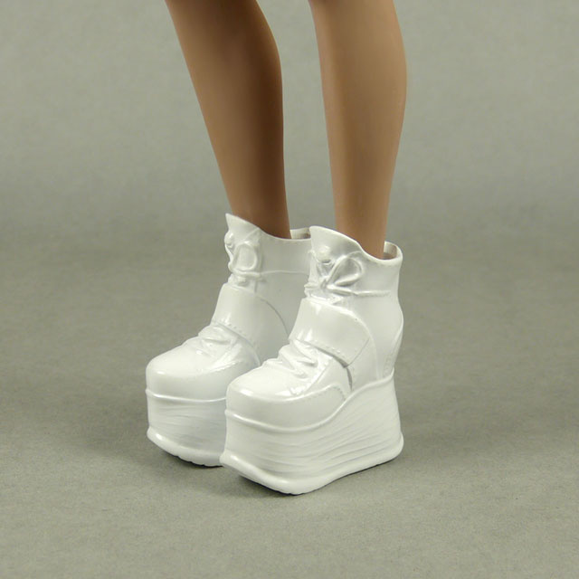 ZY Toys 1/6 Scale Female Glossy White High Platform Wedge Boots
